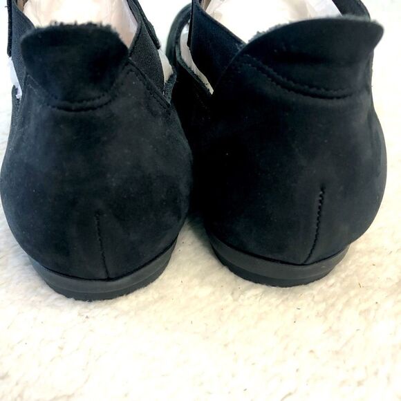 SESTO MEUCCI NUBUCK SUEDE SLIP ON FLATS - BLACK - Picture 4 of 10